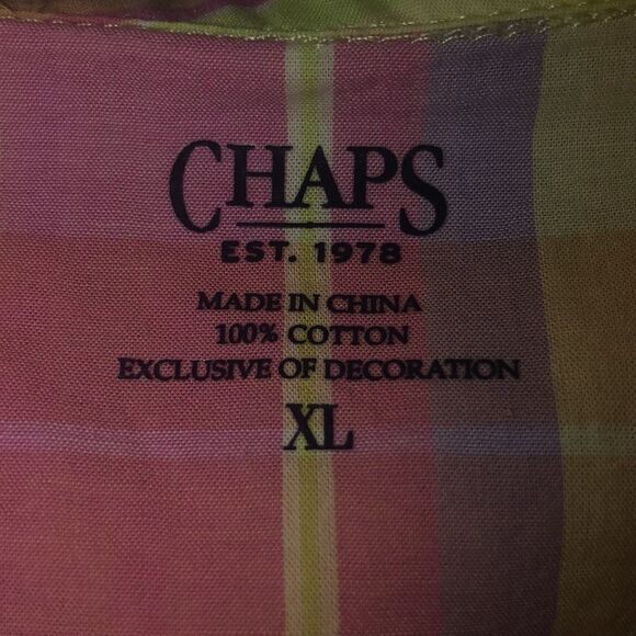Chaps XL Beautiful Colorful Collared Plaid Sleep Pajama Shirt - Picture 3 of 6
